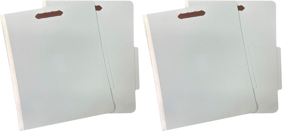 Amazon Basics Classification Folder with Prongs, 100% Recycled, 2 Dividers, 2" Embedded Fasteners, Letter Size, for Documents Organization, Light Blue, 10 Count