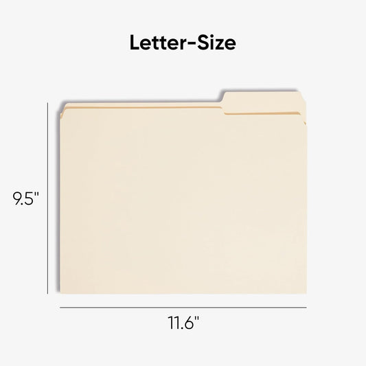 Smead File Folders Letter Size, Reinforced 1/3-Cut Tab, Assorted Positions, Letter Size, Manila Folders 8.5 x 11, 100 per Box (10334)