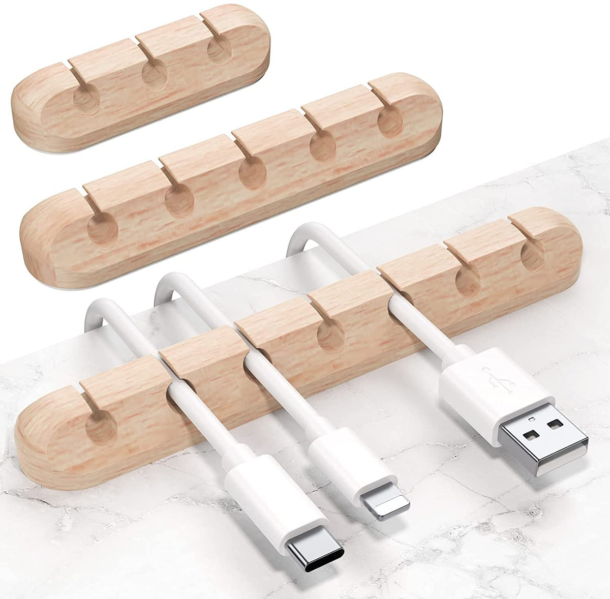 SOULWIT 3 Pcs Silicone USB Cable Holder Clips, Self Adhesive - Black