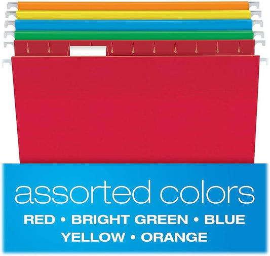 Pendaflex Hanging File Folders, Letter Size, Assorted Colors, 1/5-Cut Adjustable Tabs, 25 Per Box (81663)