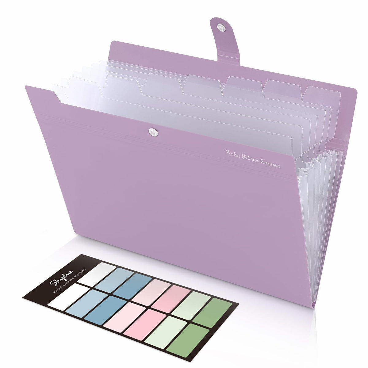 SKYDUE Expanding File Organizer with 8 Pockets, Accordion File Folders with Labels, Portable Document Paper Bill Receipt Organizer, Home College School Office Supplies, Letter Size,Milk Tea Brow