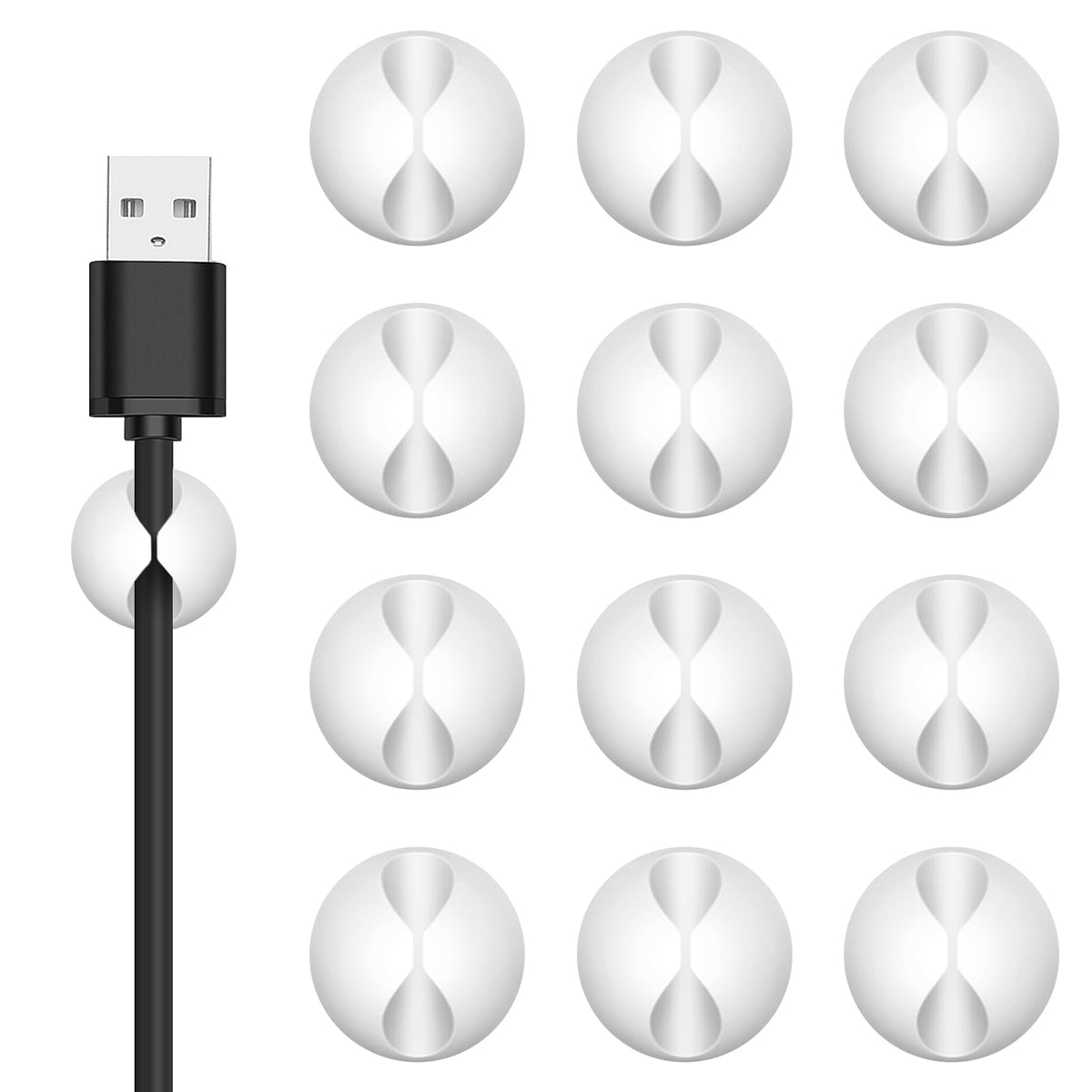 Flezoo 12PCS Black Adhesive Cable Clips Cord Organizer for Wire Management