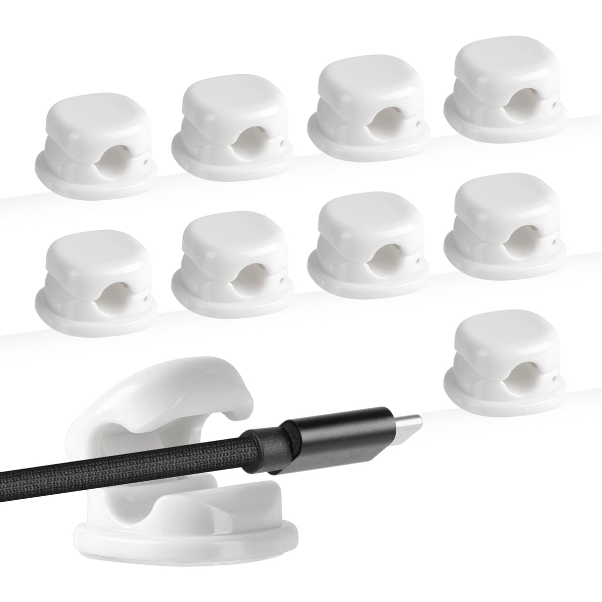 7mm Spring Cable Holder Clips, 9 Pack Desk Cord Organizer, Black