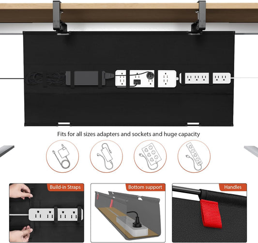 Univivi No Drill Under Desk Cable Management Tray, 36 inch Cable Management