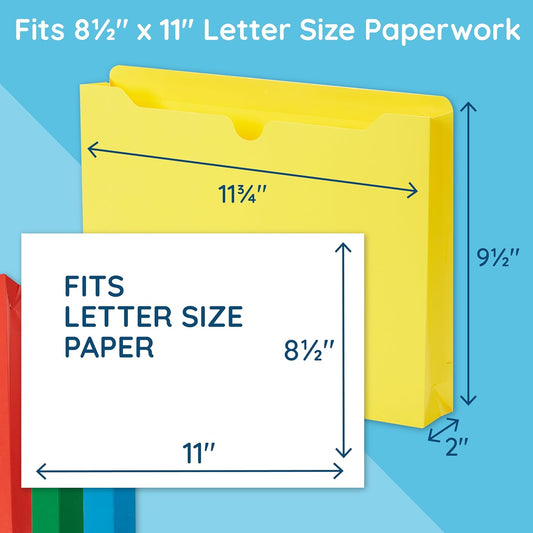 Blue Summit Supplies 25 Expandable File Folders, Letter Size, 2", Assorted