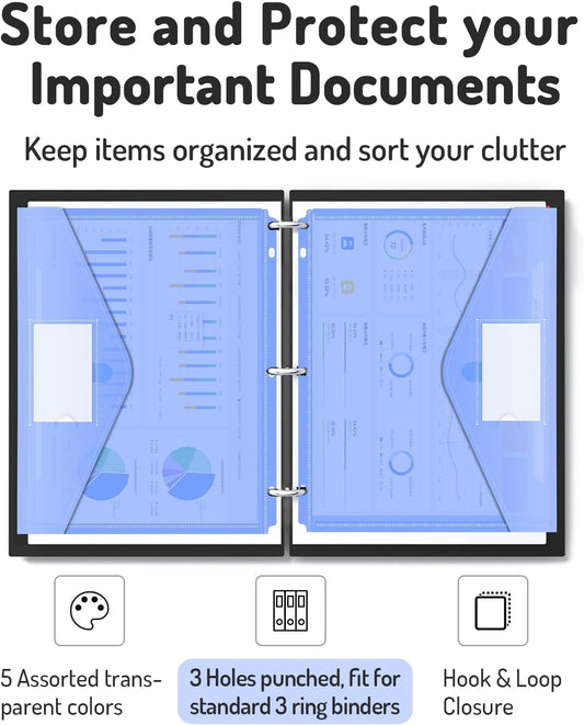 Forvencer Binder Pocket, 10 Pack Super Heavyweight Plastic Binder Folders