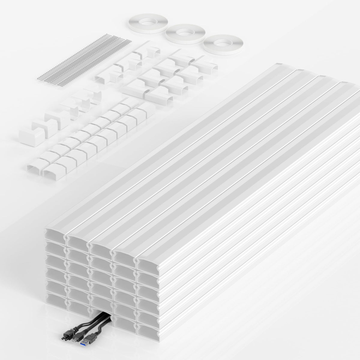 Yecaye TV Cord Hider, 42in Cord Cover Wall Mounted, W1.18in H0.6in, White