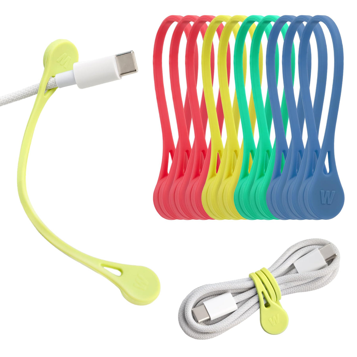 Wrap-It Storage MagnaTies 10pk Magnetic Silicone Ties for Cords