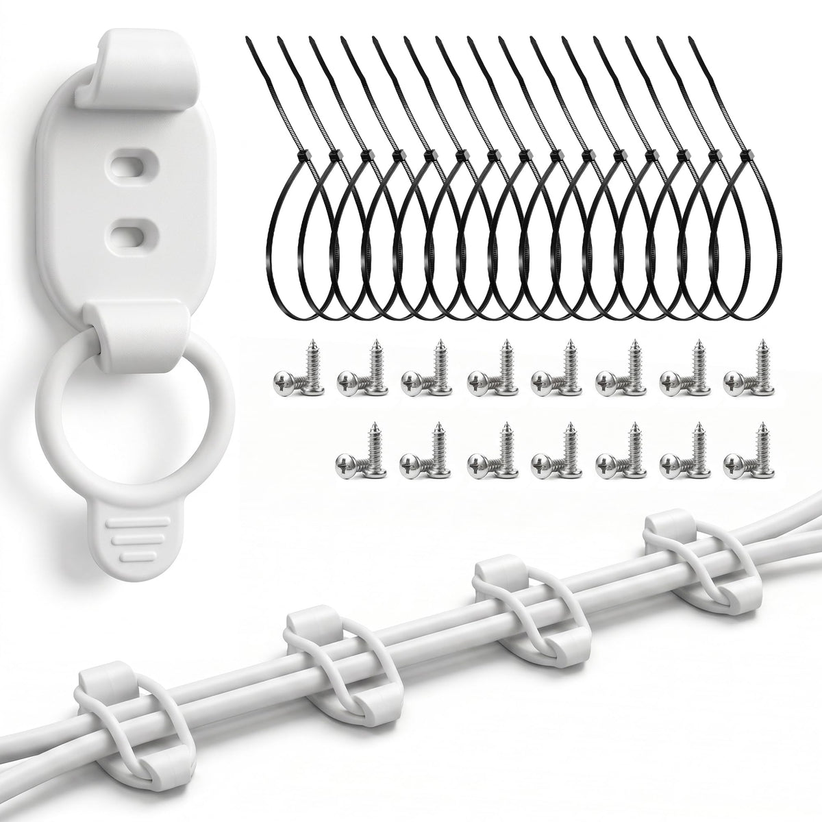 Adjustable Cable Management,15 Pack Black Cable Clips