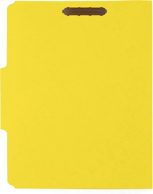 Blue Summit Supplies 50 Yellow Fastener File Folders, Letter, 1/3 Cut Tab