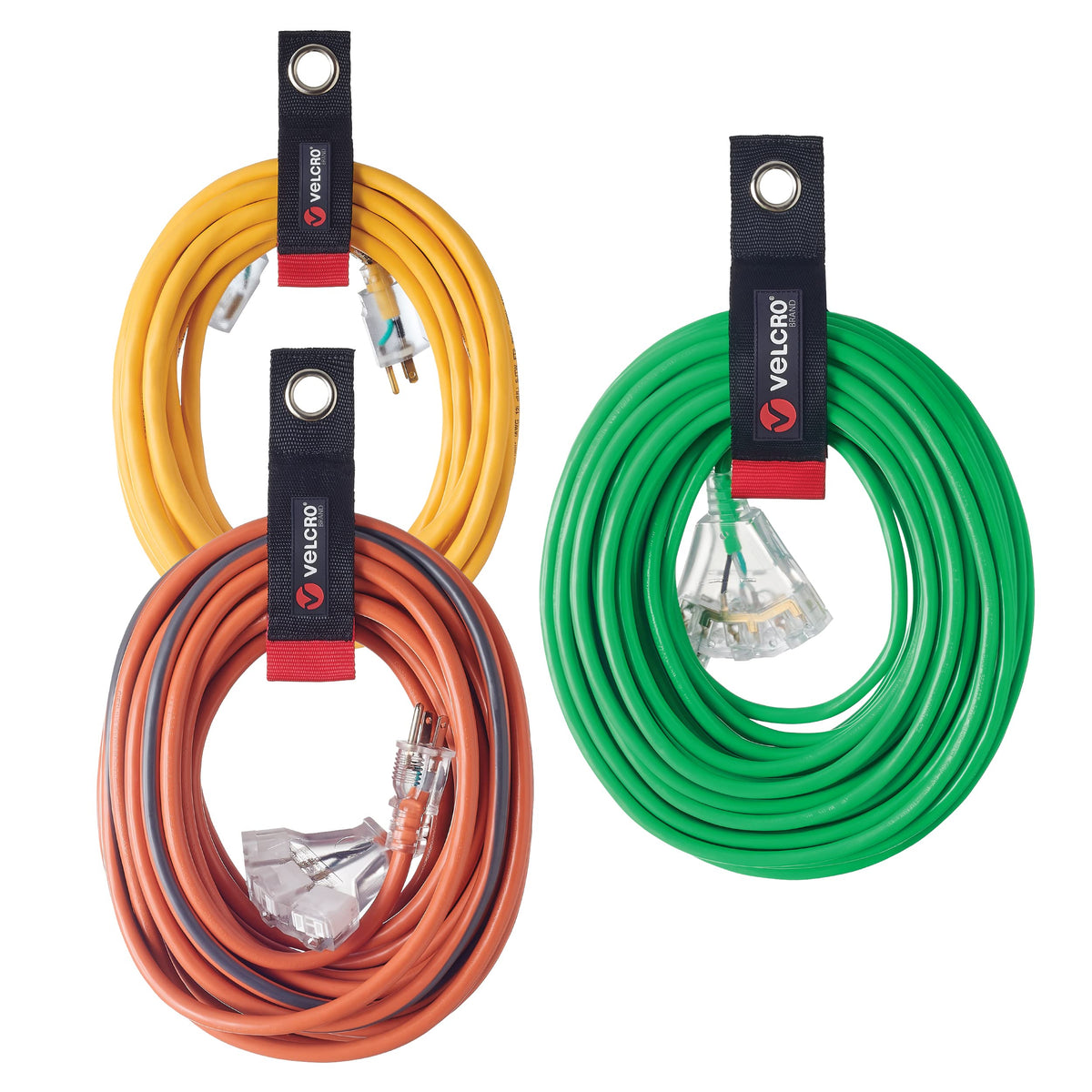 VELCRO Brand Easy Hang Extension Cord Holder Straps Variety Pack, Black