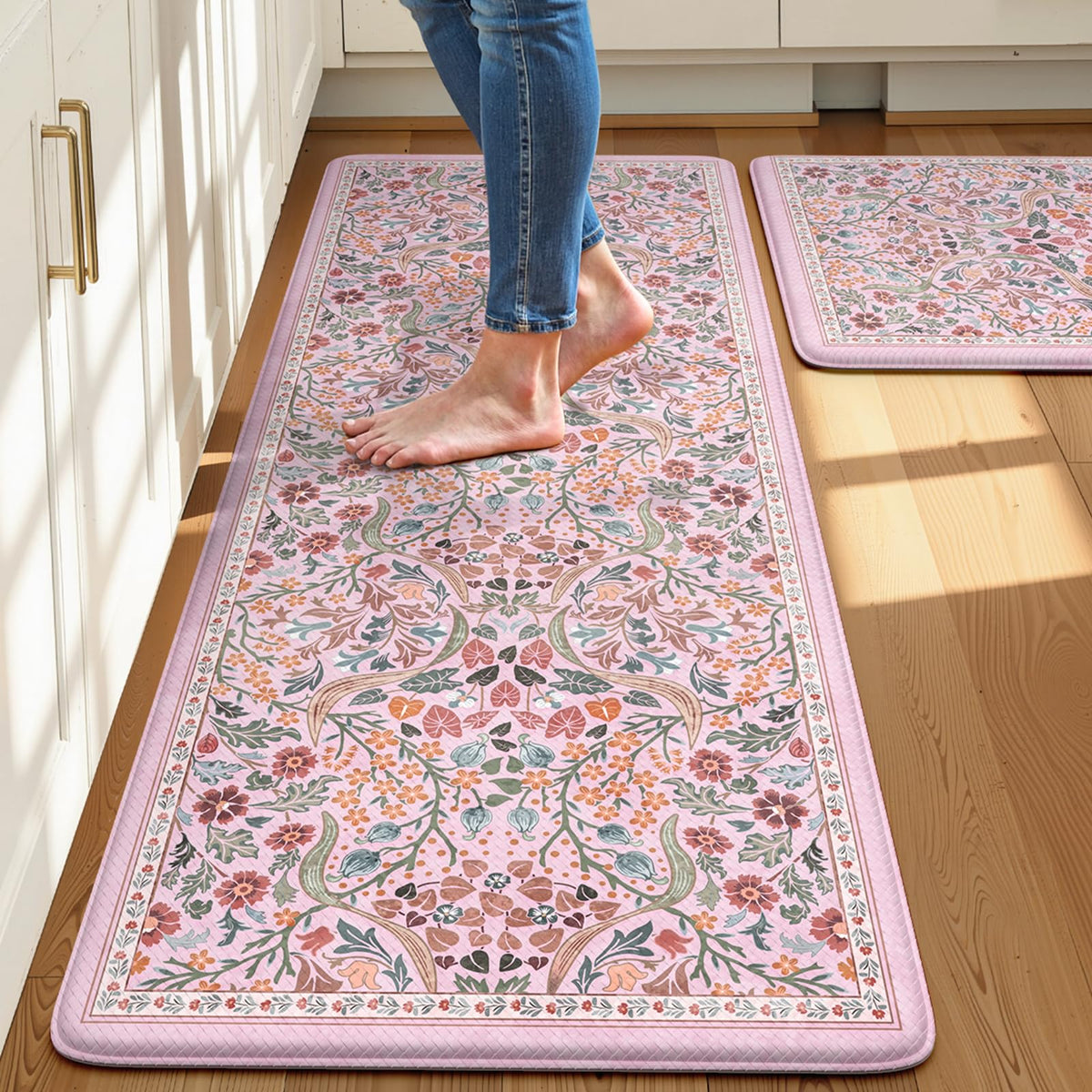Collive Kitchen Mats for Floor, Kitchen Rugs Sets of 2 Non Slip Washable