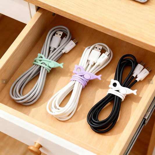 28 Pcs Silicone Cable Ties Reusable, Cable Cord Organizer Straps