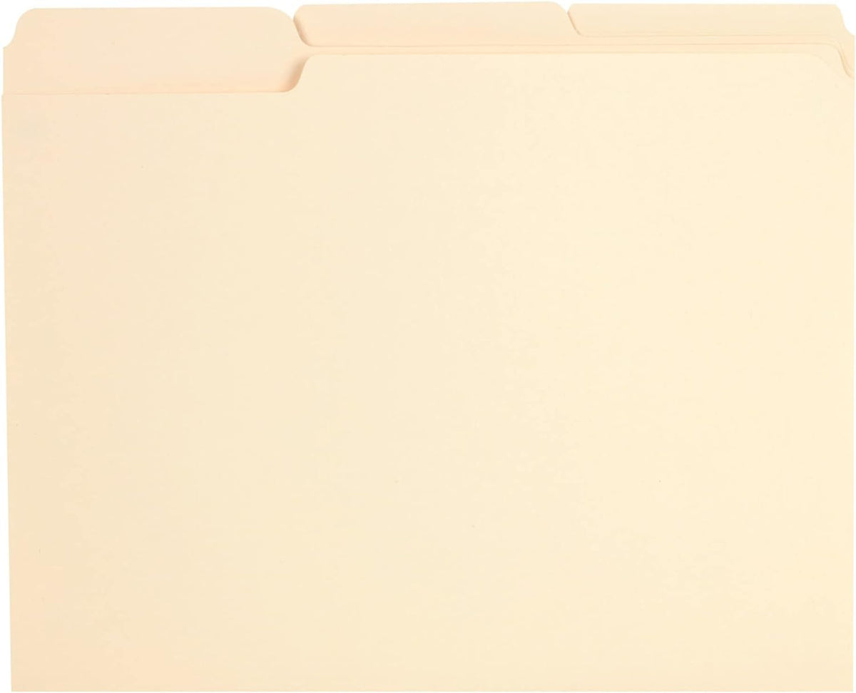Pendaflex Reinforced-Top File Folders, Letter Size, Manila, 1/3 Cut, 100/BX (R752 1/3)
