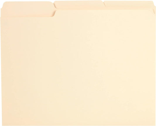 Pendaflex Reinforced-Top File Folders, Letter Size, Manila, 1/3 Cut, 100/BX (R752 1/3)