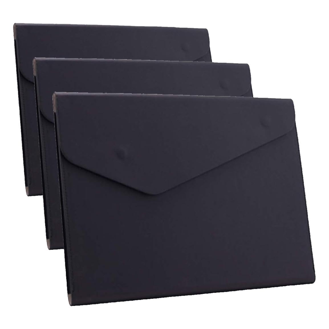 PU Leather A4 File Folder Document Holder Waterproof Portfolio Envelope Folder Case with Invisible Magnetic Closure Black