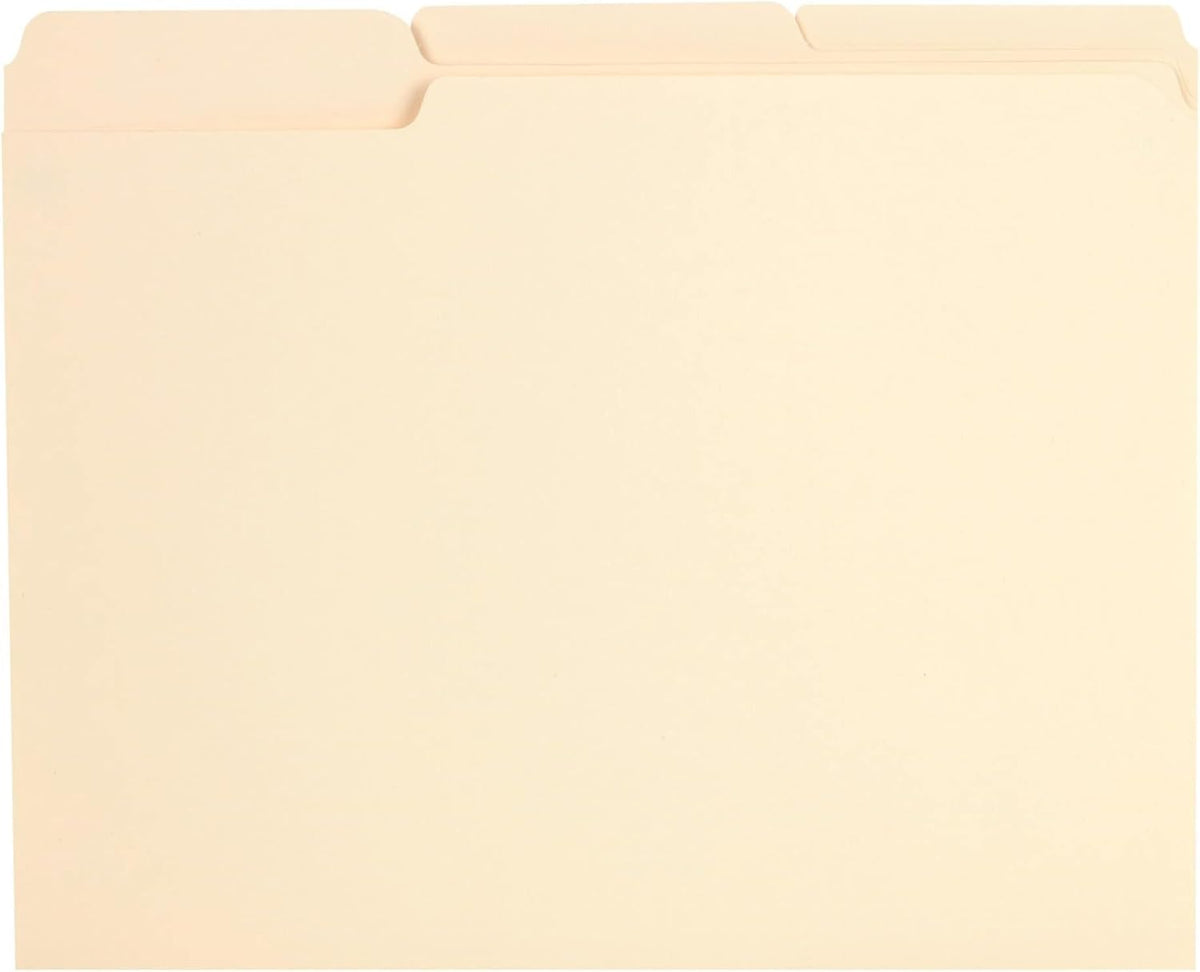 Pendaflex Reinforced-Top File Folders, Letter Size, Manila, 1/3 Cut, 100/BX (R752 1/3)