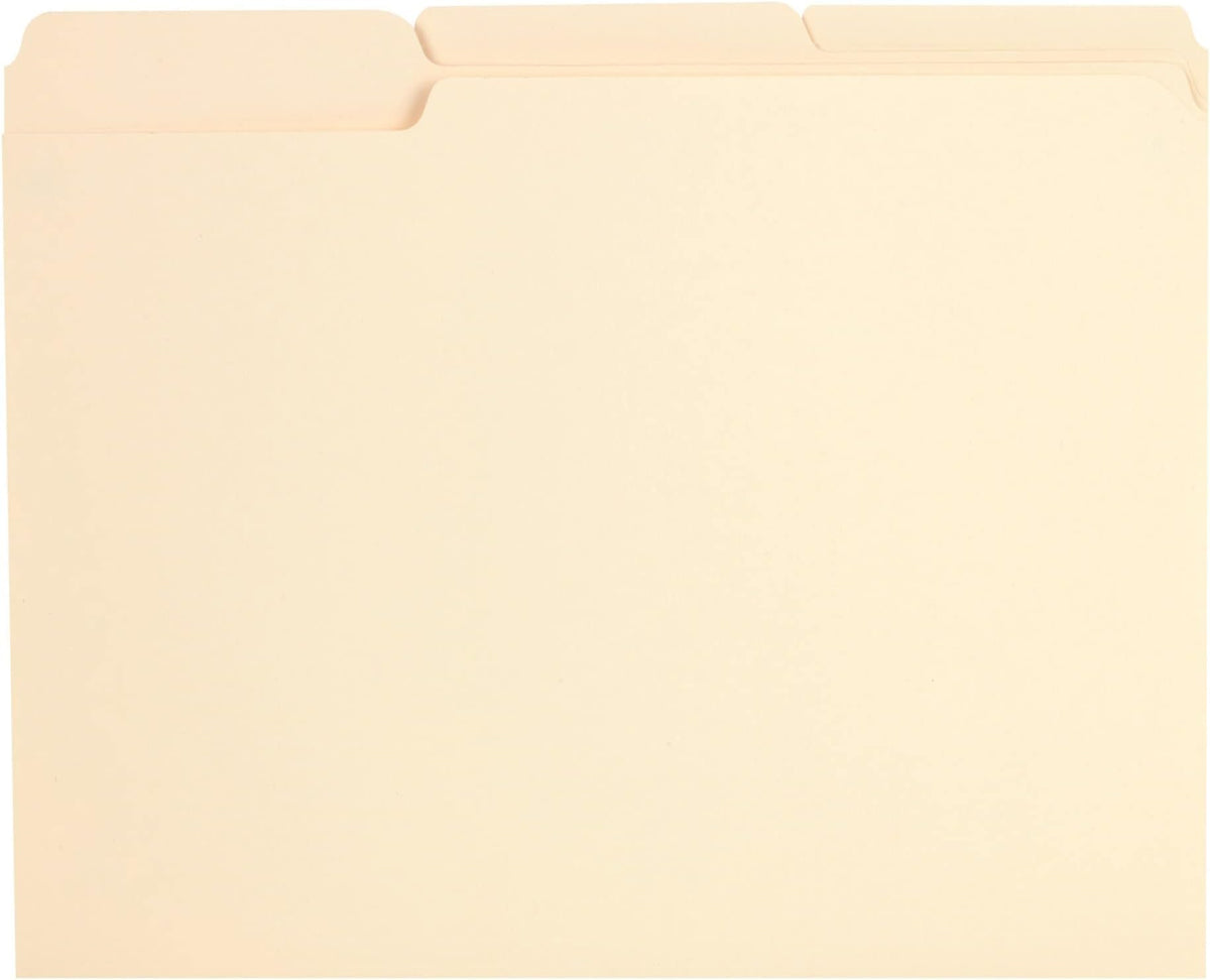 Pendaflex Reinforced-Top File Folders, Letter Size, Manila, 1/3 Cut, 100/BX (R752 1/3)