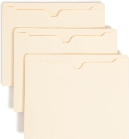 Smead File Jacket, Reinforced Straight-Cut Tab, Flat-No Expansion, Letter Size, Manila, 100 per Box (75500)