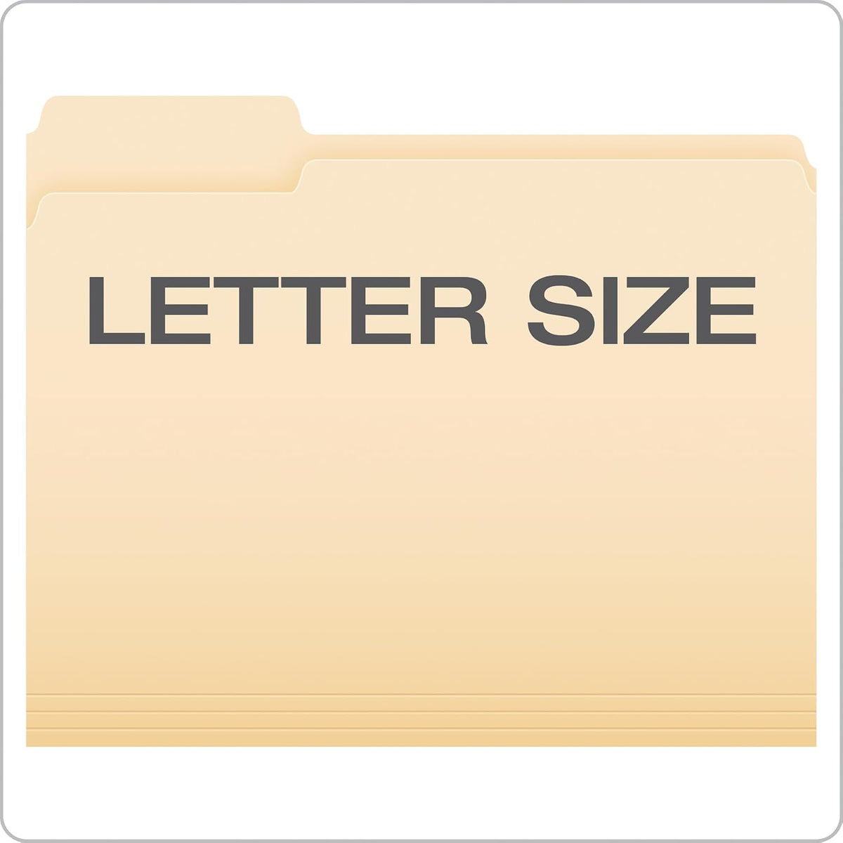 Pendaflex File Folders, 250-Pack, Letter Size, Manila, 1/3-Cut Tabs, Premium Paper Folders for File Cabinets, Home, Office & Classroom Document Organization, 3-Tab Letter File Folders