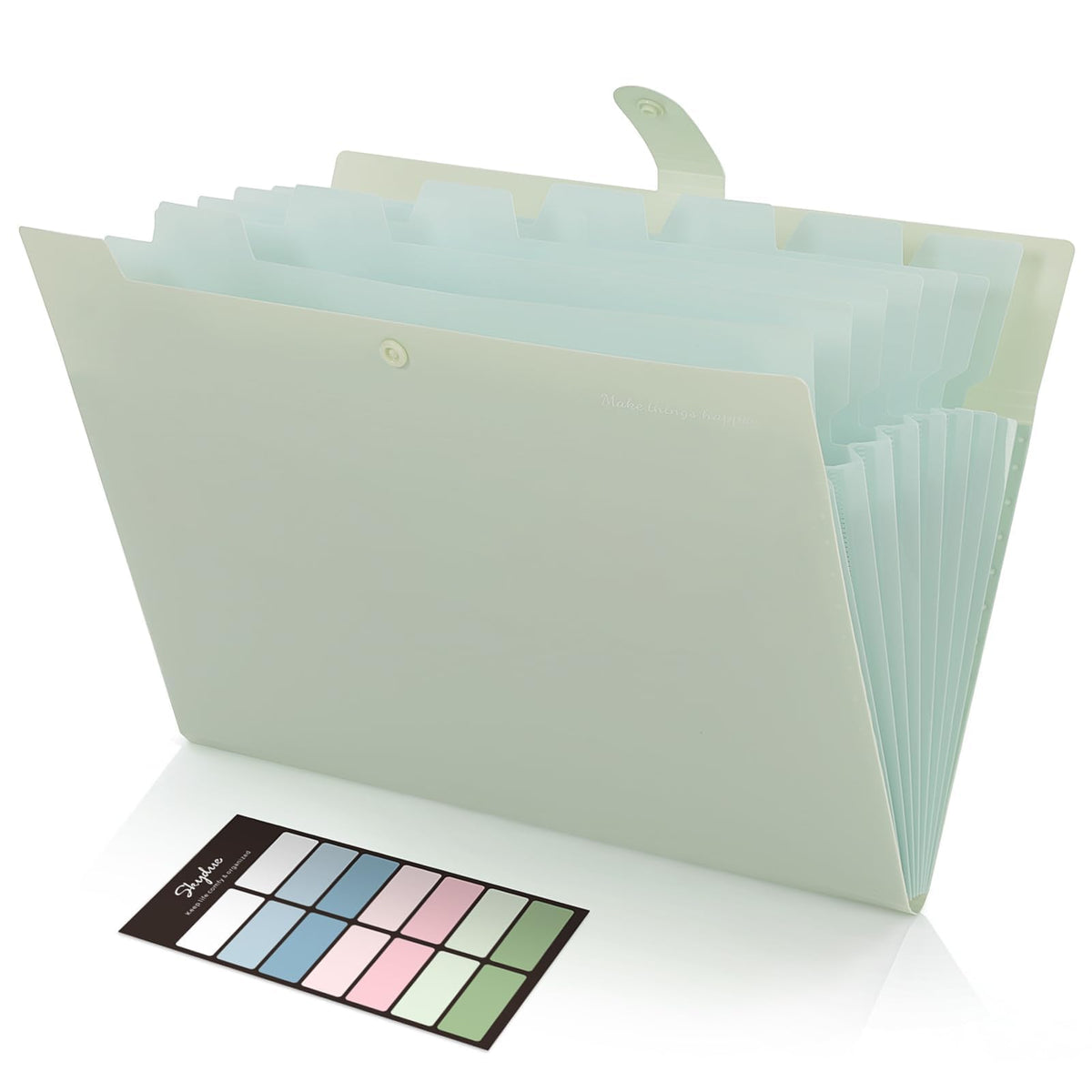 SKYDUE Expanding File Folders with 8 Pockets, Accordion File Organizer with Labels, Portable Paper Bill Receipt Organizer, Letter Size, Home School Office Supplies, Olive Green