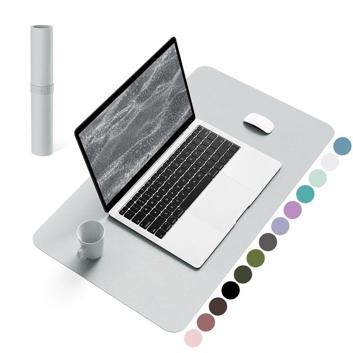 YSAGi Non-Slip Leather Desk Pad, Waterproof Laptop Computer Desk Keyboard Mat, Table Protector Blotter Mat, Large Mouse Pad for Office/Work/Home/Decor(Dark Brown, 31.5" x 15.7")