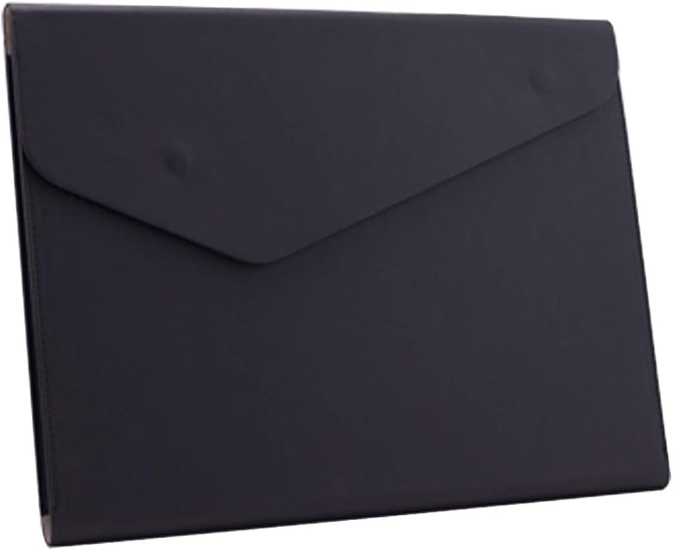PU Leather A4 File Folder Document Holder Waterproof Portfolio Envelope Folder Case with Invisible Magnetic Closure Black