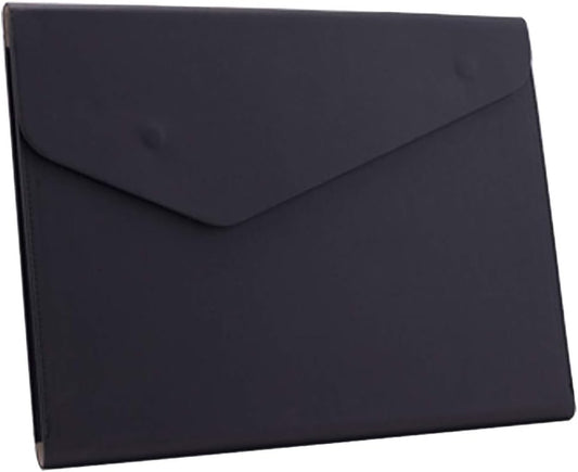 PU Leather A4 File Folder Document Holder Waterproof Portfolio Envelope Folder Case with Invisible Magnetic Closure Black