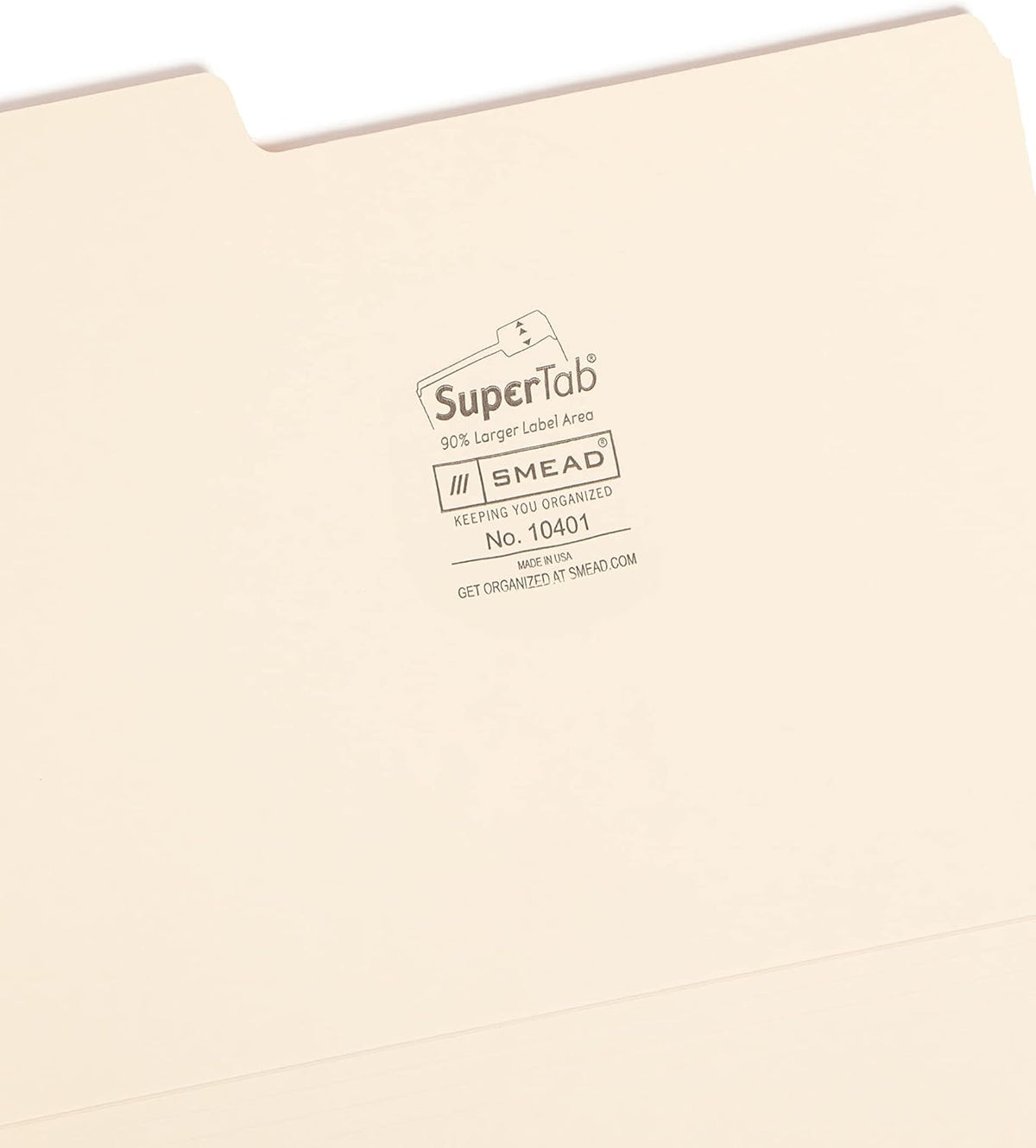 Smead SuperTab Heavyweight File Folder, Oversized 1/3-Cut Tab, Letter Size, Manila, 50 Per Box (10401)