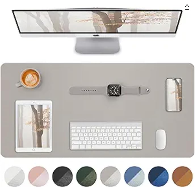 AFIING Leather Desk Pad Protector, Mouse Pad, Office Desk Mat, Non-Slip PU Leather Desk Blotter, Large Desk Mat, Waterproof Keyboard Mat for Office/Home/Decor (Dark Green, 48" x 17")