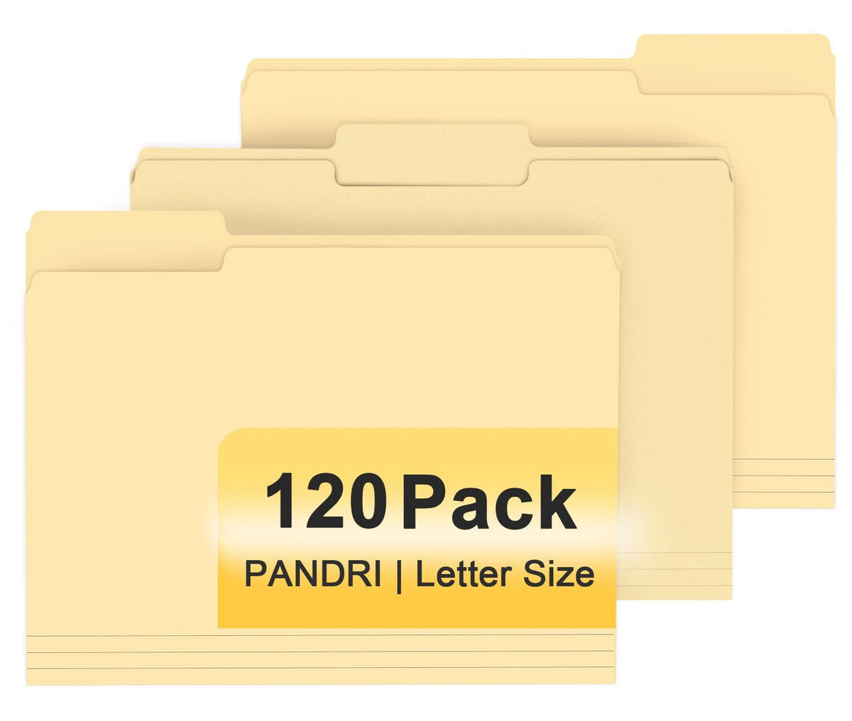 PANDRI Colored File Folders, 120 Pack 1/3 Cut Tab File Folder, 6 Colors
