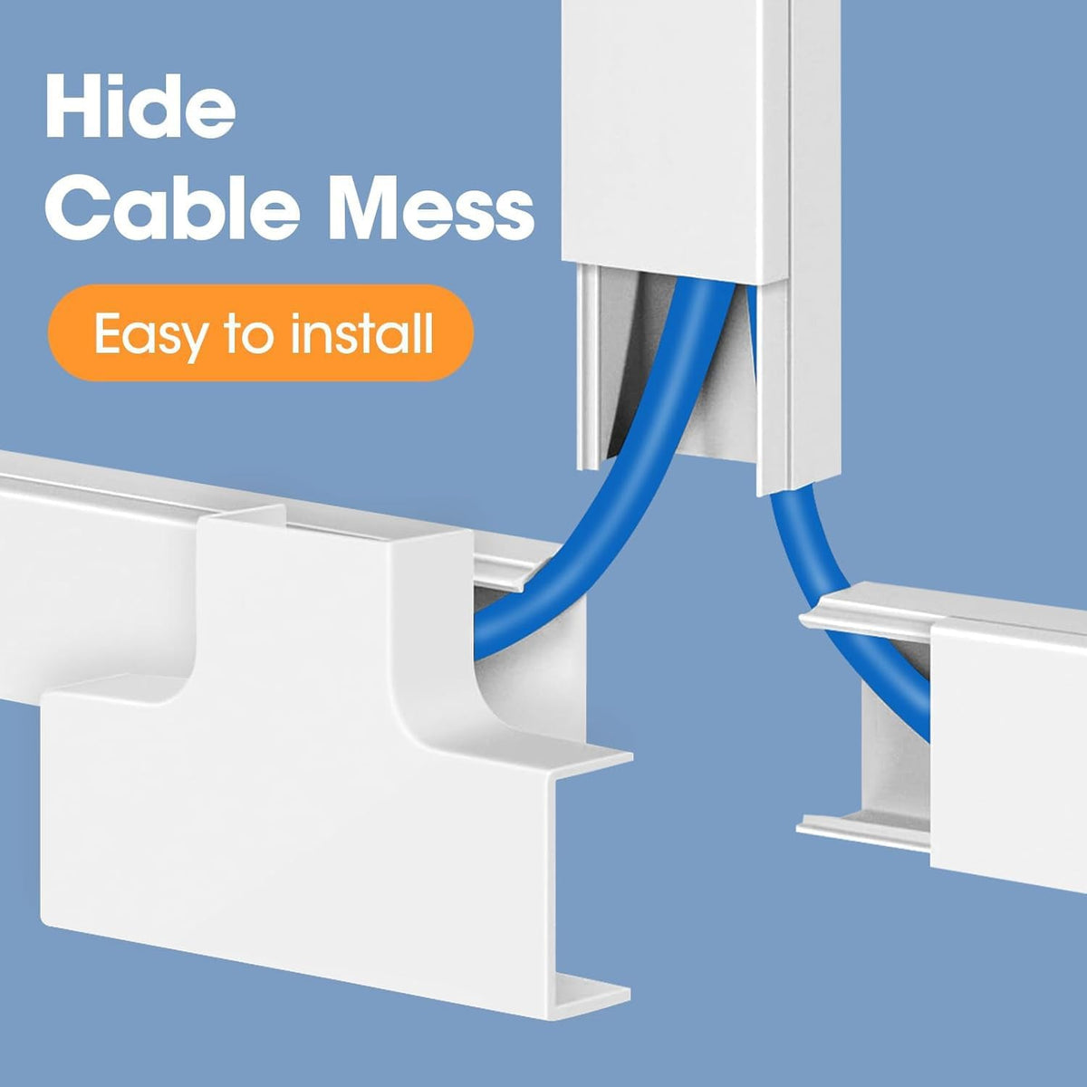 YesBes Cord Hider Kit for Wall Mount TV, Covers for Wires on Wall, Paintable Cable Raceway, W0.96in X H0.57in, 116in, White
