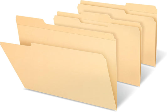 Pendaflex Reinforced-Top File Folders, Letter Size, Manila, 1/3 Cut, 100/BX (R752 1/3)