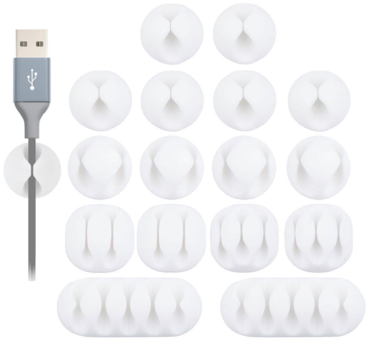 OHill 16PCS Black Cable Clips, Self Adhesive Cord Holder Cord Organizer