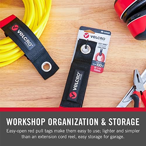 VELCRO Brand Easy Hang Extension Cord Holder Straps Variety Pack, Black