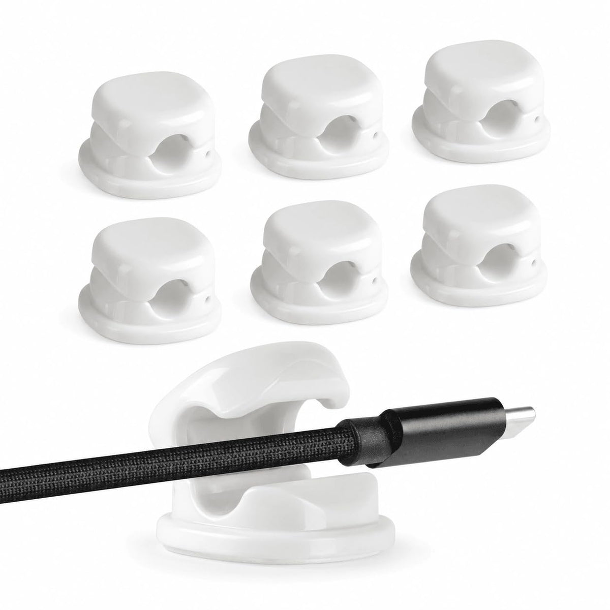 7mm Spring Cable Holder Clips, 9 Pack Desk Cord Organizer, Black