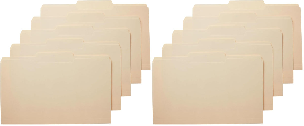 Amazon Basics Sturdy Manila File Folders, 1/3 Tabs in Assorted Positions for Filing and Easy Labeling, Legal Size, 8.5 x 14 inch, 100-Pack