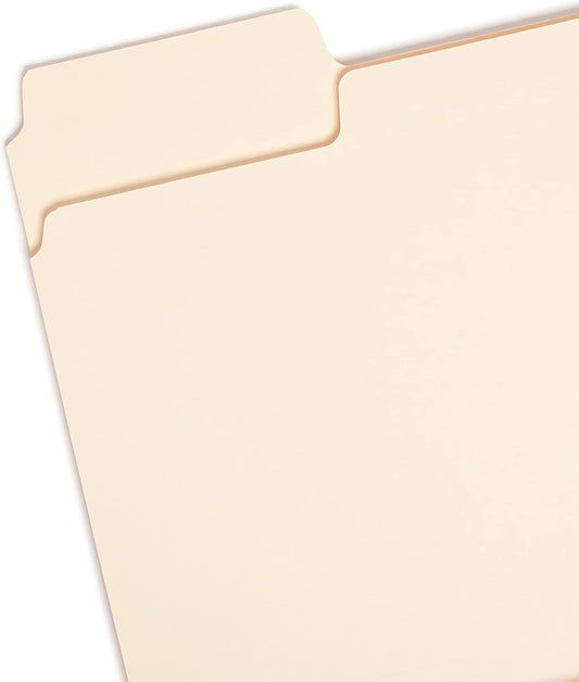 Smead SuperTab Heavyweight File Folder, Oversized 1/3-Cut Tab, Letter Size, Manila, 50 Per Box (10401)