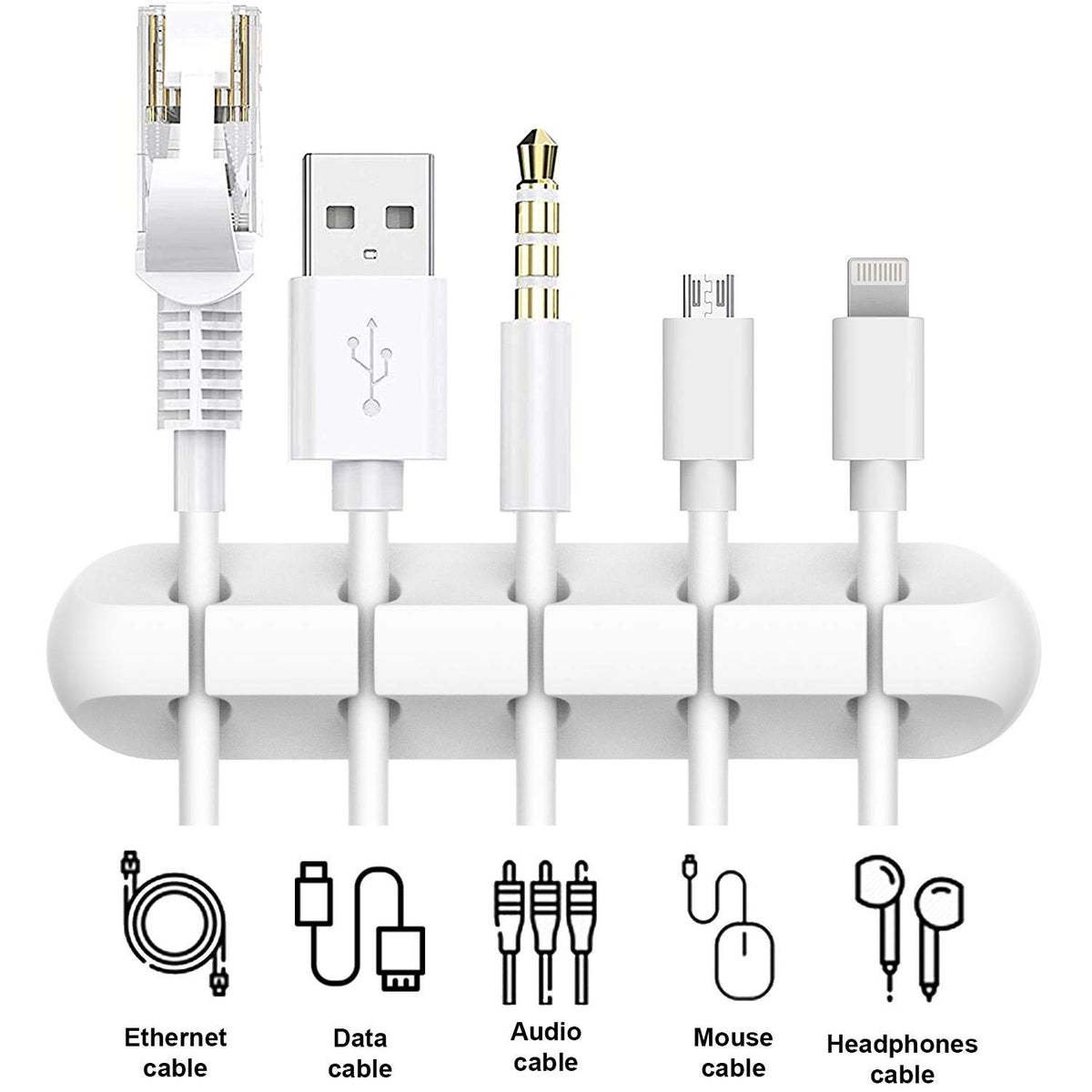 INCHOR Cord Organizer for Desk, White Cable Organizer Cable Clips 2 Pack