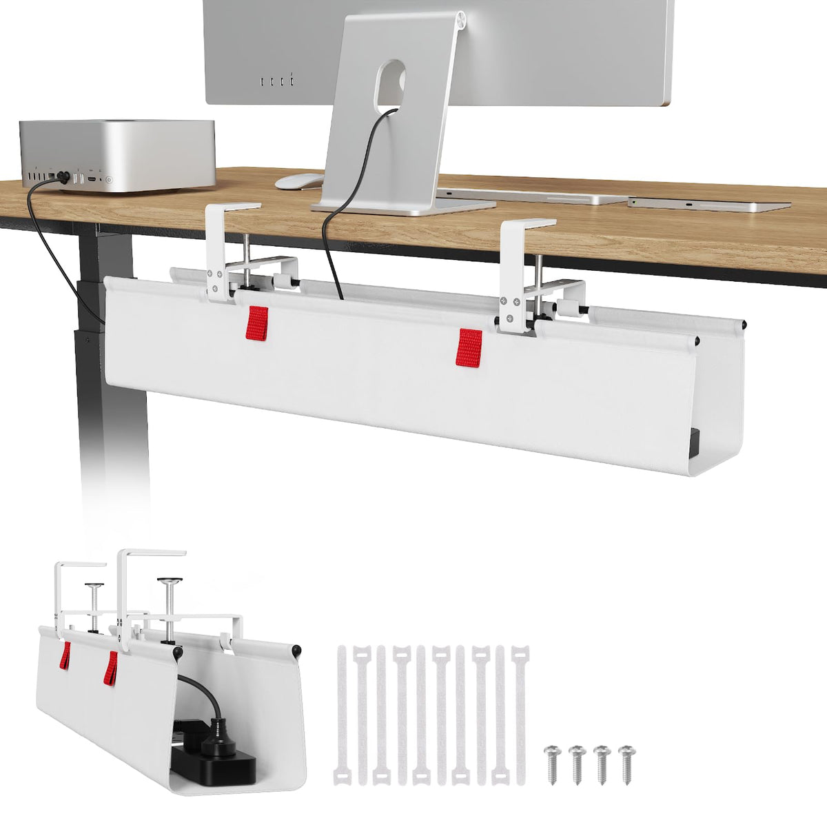 Univivi No Drill Under Desk Cable Management Tray, 36 inch Cable Management