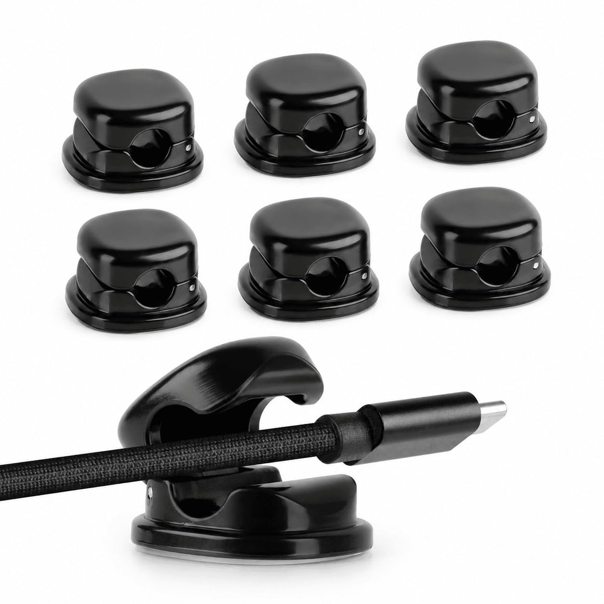 7mm Spring Cable Holder Clips, 9 Pack Desk Cord Organizer, Black