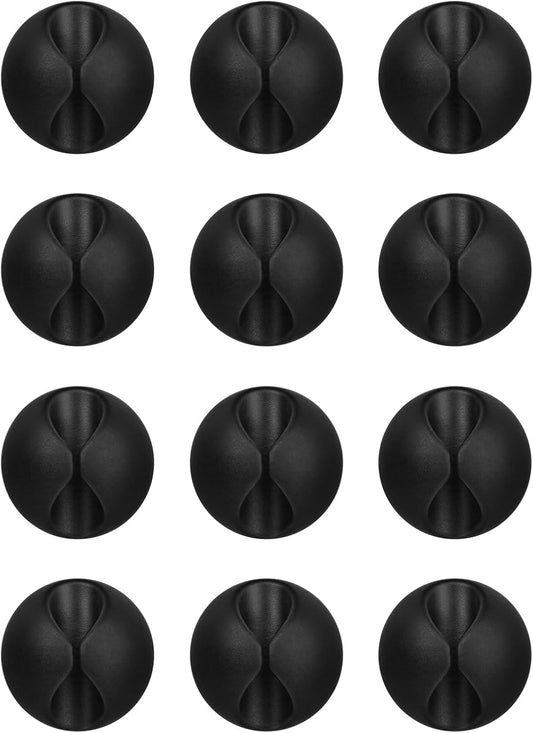 Flezoo 12PCS Black Adhesive Cable Clips Cord Organizer for Wire Management