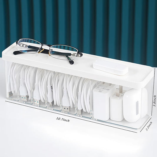 Charger Cable Cord Storage Organizer Box - Easy Storage Without Cable Ties