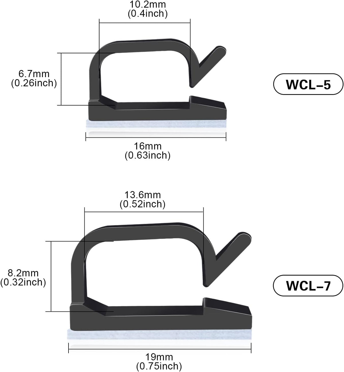 XHF 120PCS 5/8” Black Adhesive Cable Wire Wall Light Clips, Cord Holder