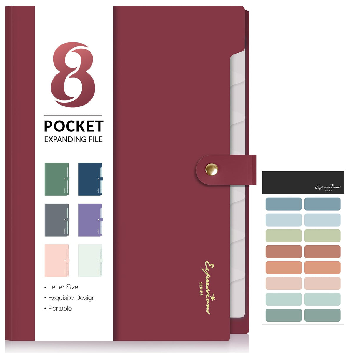 Sooez Elegant Accordion File Organizer, 8 Pocket Expanding File Folder