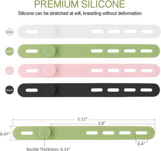 Donruby 24Pcs Silicone Cable Ties, Reusable Cord Organizer Straps, 4 Colors