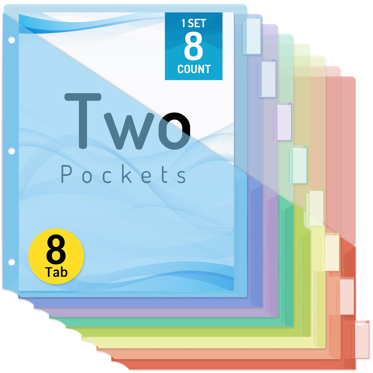 Forvencer 8 Count Dividers with 2 Pockets,8 tabs Binder Dividers with tabs