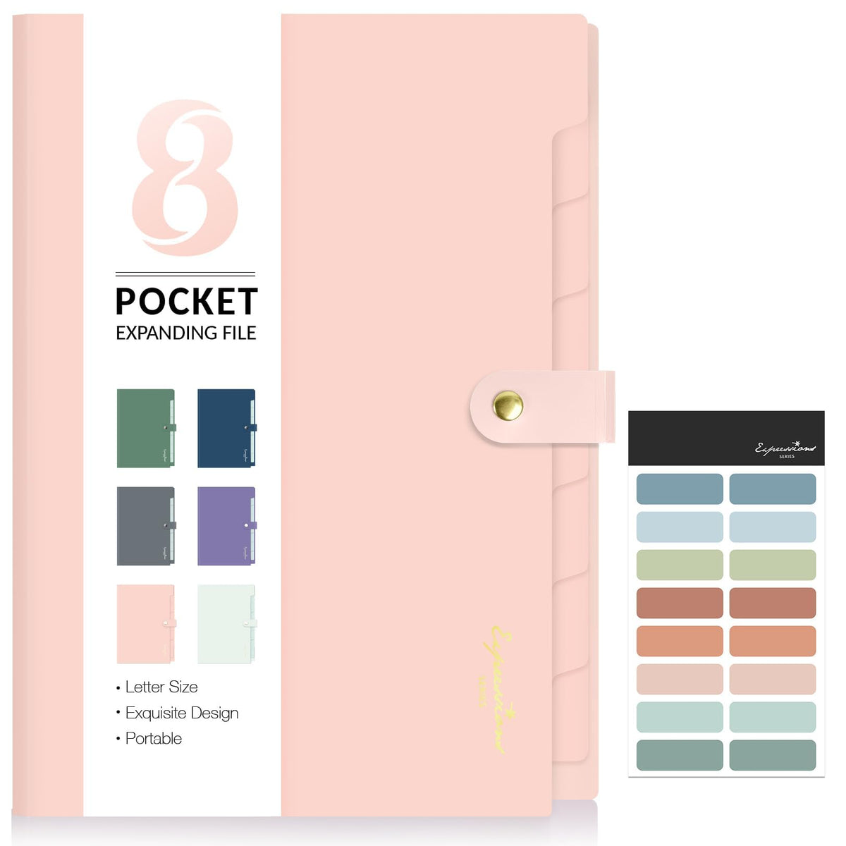 Sooez Elegant Accordion File Organizer, 8 Pocket Expanding File Folder