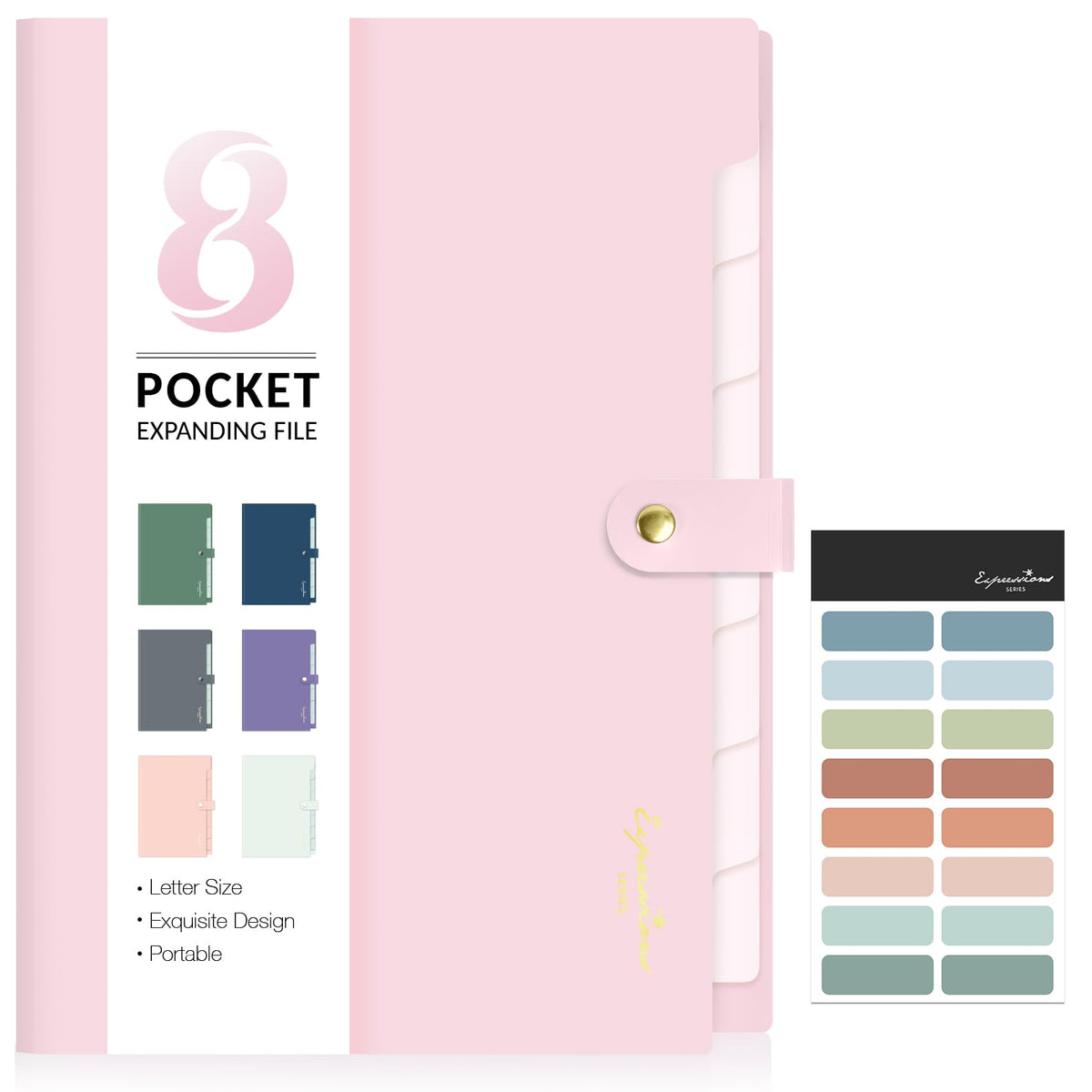 Sooez Elegant Accordion File Organizer, 8 Pocket Expanding File Folder