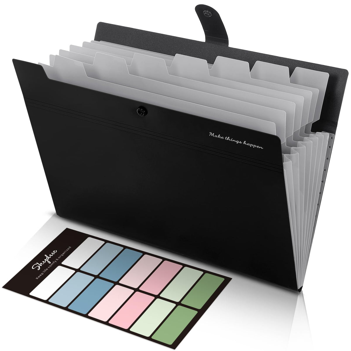SKYDUE Expanding File Organizer with 8 Pockets, Accordion File Folders with Labels, Portable Document Paper Bill Receipt Organizer, Home College School Office Supplies, Letter Size, Blue